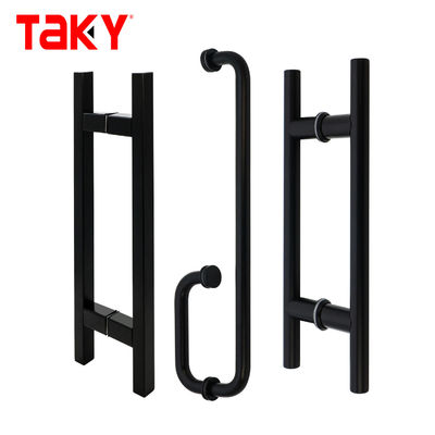 Poignées de fenêtre de porte 304 en acier inoxydable Matte Noir Couleur Carré Tubes de verre Poignée de porte