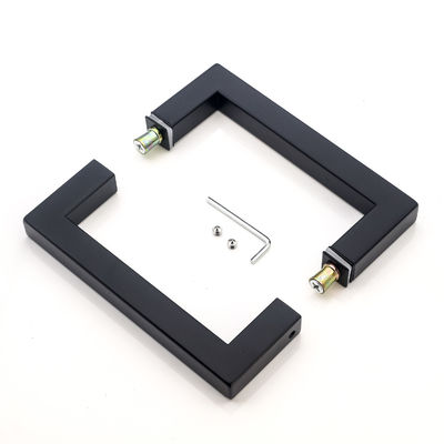 Poignées de fenêtre de porte 304 en acier inoxydable Matte Noir Couleur Carré Tubes de verre Poignée de porte