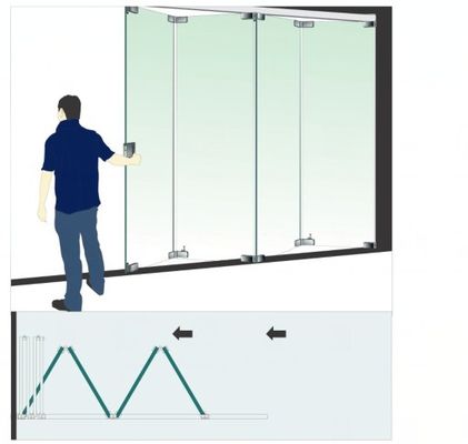 Armatures de verre coulissant en acier inoxydable pour portes pliantes en verre sans cadre