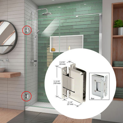 Longue durée de vie 90 degrés en laiton sans cadre pivot de vitre porte de douche pour les cabines de douche