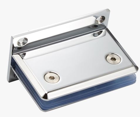 Crochets et pinces en verre de finition chrome pour cloisons de salle de bain sans cadre