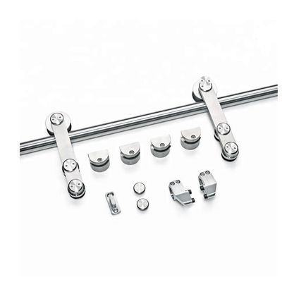 Kit de matériel de porte de grange coulissante à plateau rond de conception moderne pour système de rails à double suspension