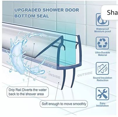 Longue fonction de levage PVC en plastique porte de douche bande de joint inférieure pour les salles de bains modernes