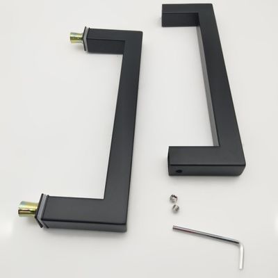 Hôtel 8 pouces Noir Matte type D en acier inoxydable 304 poignée de porte en verre pour salle de douche