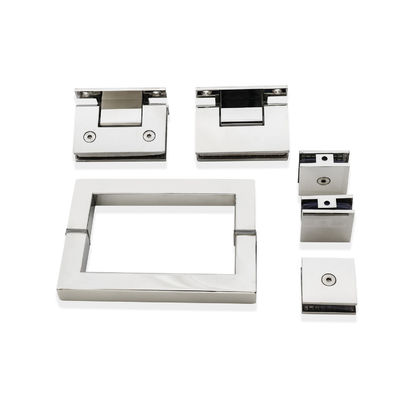 Kit de poignée carré de porte en verre à charnière de style ouvert pour toute la douche en acier inoxydable