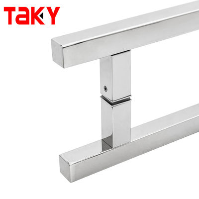 Manche de porte en verre carré en acier inoxydable 304 Manche en chrome pour porte en verre trempé