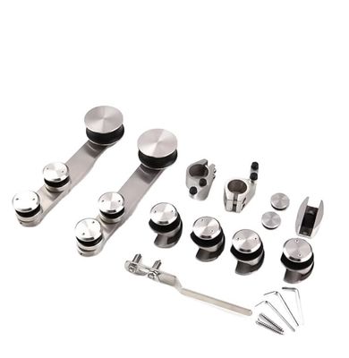 Kit de porte coulissante de salle de bain en verre argenté/noir de haute dureté et durable pour verre de 6 à 12 mm