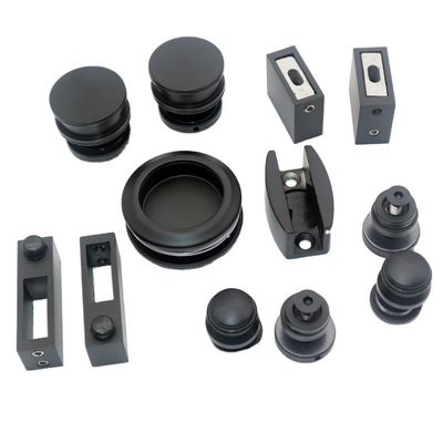 Kit de porte de douche coulissante noire en forme de plateau rond pour 8-12 mm