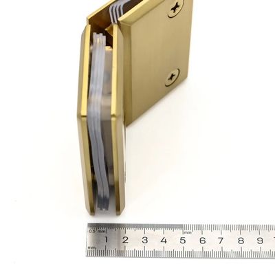 Fermeture de porte sécurisée 8-12 mm Verre brossé or Douche sans cadre Porte en verre charnière pivotante