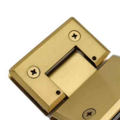 Fermeture de porte sécurisée 8-12 mm Verre brossé or Douche sans cadre Porte en verre charnière pivotante