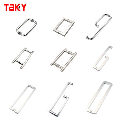 Épaisseur de verre de 6 à 14 mm, acier carré, forme L, porte en verre jumelle, porte de douche, poignées de porte
