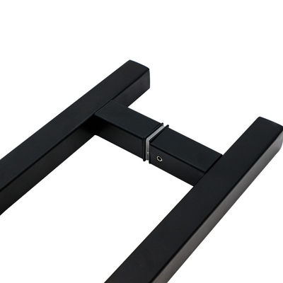 Maillot de porte de salle de bain en verre en forme de L noir en acier inoxydable 304