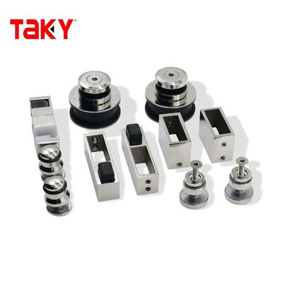 Rouleaux en acier inoxydable sans cadre roue suspendue voie ferrée coulissante grange douche vitre porte matériel kits