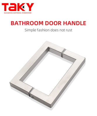 Porte vitrée à pivot carré en acier inoxydable finition au chrome poli avec poignée et échantillon