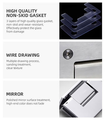 Acier inoxydable 201 90 degrés mur à verre 10 mm douche porte en verre charnière ensemble noir