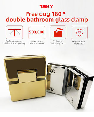Charnière de douche SS 180 degrés double face pour les cloisons de porte de douche de verre à verre