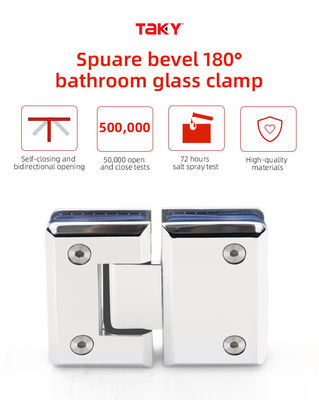 Design moderne 304 en acier inoxydable verre à la charnière de verre 180 degrés porte de salle de bain pince