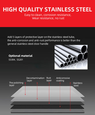 Manche de tirage en verre trempé avec conception réglable verticale en acier inoxydable SS304