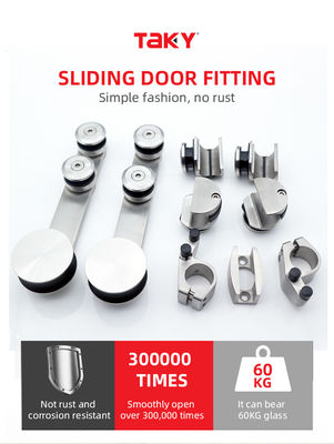 Système de porte coulissante en plaque chrome pour douche en verre sans cadre en bois
