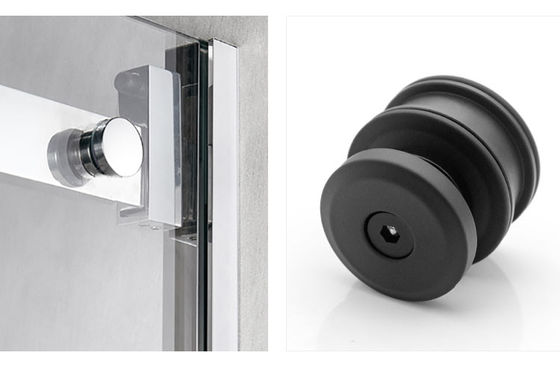 Kit de porte de douche coulissante noire en forme de plateau rond pour 8-12 mm