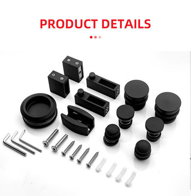 Kit de porte de douche coulissante noire en forme de plateau rond pour 8-12 mm