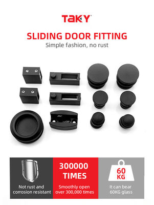Kit de porte de douche coulissante noire en forme de plateau rond pour 8-12 mm