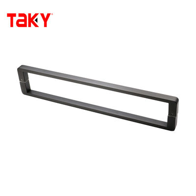 Poignée de porte de salle de bain en acier inoxydable noir contemporain Poignée de douche en verre