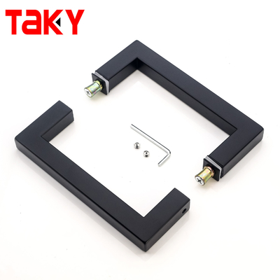 Fabrique 304 en acier inoxydable Matte Noir Couleur Carré Tuyau porte en verre poignée