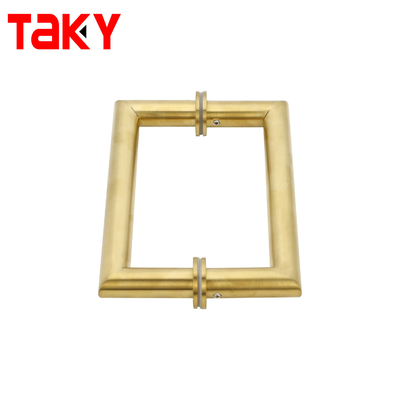 Poignée de porte principale en verre doré, tube rond en métal, carrée