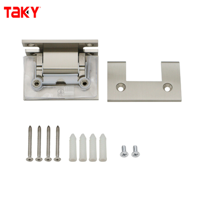 Charnière à pivot pour porte de douche en verre, montage mural, plaque arrière en H à 90 degrés, matériau acier satiné