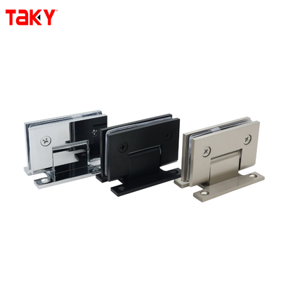 Charnière à pivot pour porte de douche en verre, montage mural, plaque arrière en H à 90 degrés, matériau acier satiné