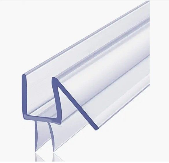 Tape de joint de douche en PVC transparent pour porte de douche en verre sans cadre de 3/8 pouces Longueur 2000 mm