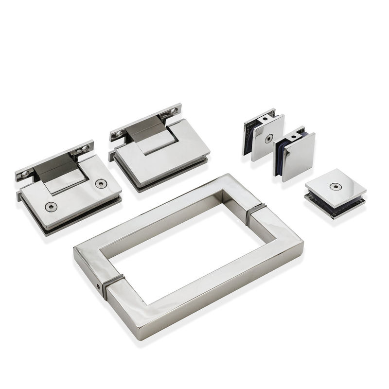 Kit de poignée carré de porte en verre à charnière de style ouvert pour toute la douche en acier inoxydable