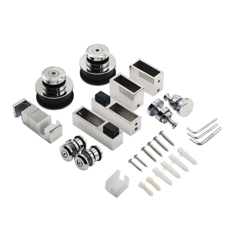 Rouleaux en acier inoxydable sans cadre roue suspendue voie ferrée coulissante grange douche vitre porte matériel kits