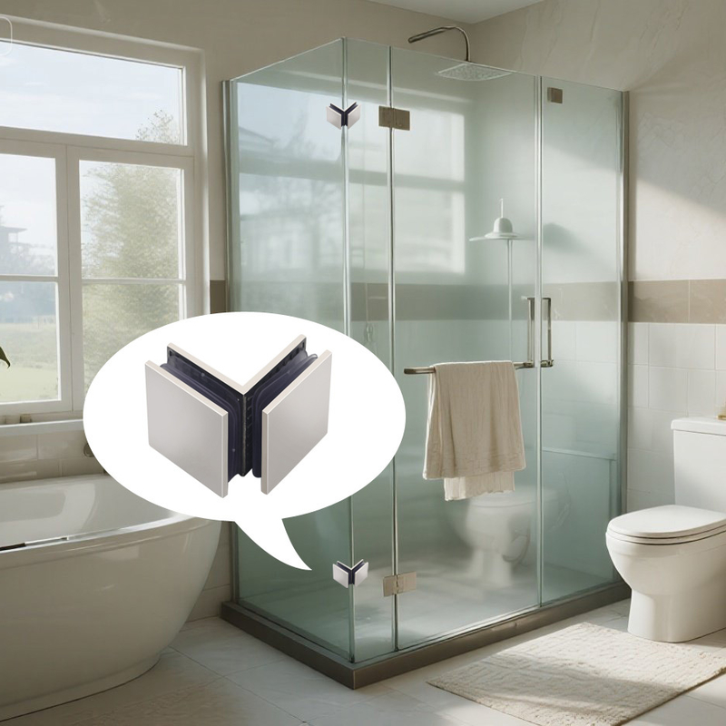 Pince d'angle en verre sans cadre à 90 degrés en acier inoxydable 304