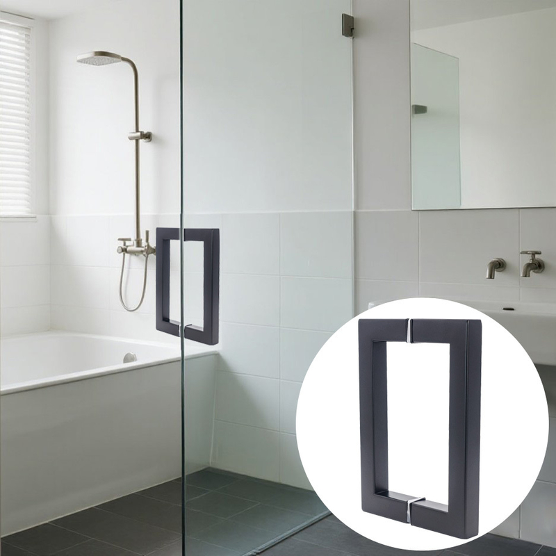 Fabrique 304 en acier inoxydable Matte Noir Couleur Carré Tuyau porte en verre poignée