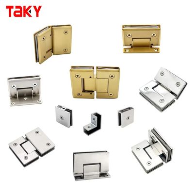 Bon prix Fermeture de porte sécurisée 8-12 mm Verre brossé or Douche sans cadre Porte en verre charnière pivotante en ligne