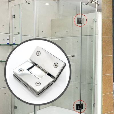 Bon prix Charnière en verre nickel brossé à angle d'ouverture de 135 degrés Idéal pour les douches en verre en ligne
