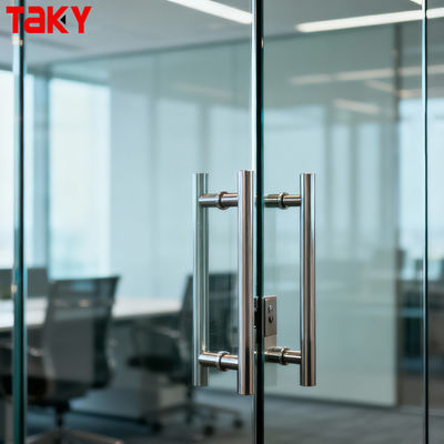 Poignée de porte de douche en acier inoxydable poli, poignée de porte intérieure en verre
