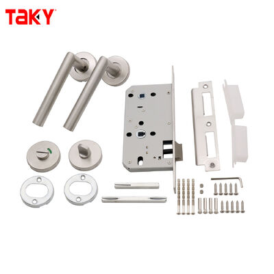 Bon prix Satin Nickel Finition porte de douche en verre poignée avec 304 acier inoxydable poignée tubulaire ensemble de verrouillage et le noyau de verrouillage de niveau C en ligne