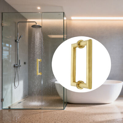 Bon prix SS304 en acier inoxydable finition satinée brossée 203*203*19*1.0mm poignée de porte en verre de douche pour salles de bains modernes en ligne