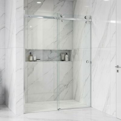 Kit de portes coulissantes de douche sans cadre en acier inoxydable, Kit de portes coulissantes en verre, usine