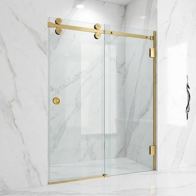 Bon prix Kits de porte coulissante en verre doré, systèmes de porte coulissante en verre pour salle de douche en acier inoxydable en ligne