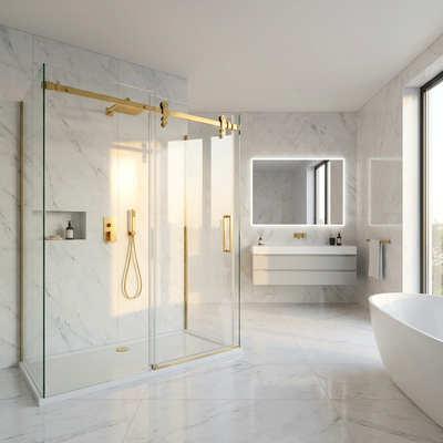 Bon prix Matériel de douche coulissante en acier inoxydable sans cadre, quincaillerie de douche pour porte coulissante en verre en ligne