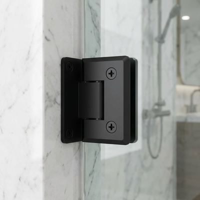 Bon prix Charnière de porte de douche à fermeture douce, fabricant américain, noir, solide à 90 degrés, sans cadre, fermeture douce en ligne