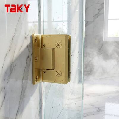 Charnière de douche solide et robuste, charnière de porte en verre sans cadre à 90 degrés, pince de luxe en or brossé pour salle de bain