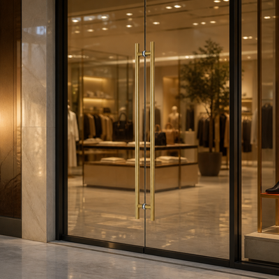 Bon prix La longue porte en verre d'hôtel de conception moderne manipule la poignée de traction de luxe d'acier inoxydable d'or en ligne